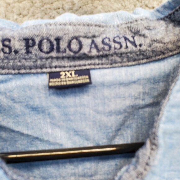 Polo Ralph Lauren Shirt Mens XXL Blue Long Sleeve Button Up Collar - Picture 3 of 8